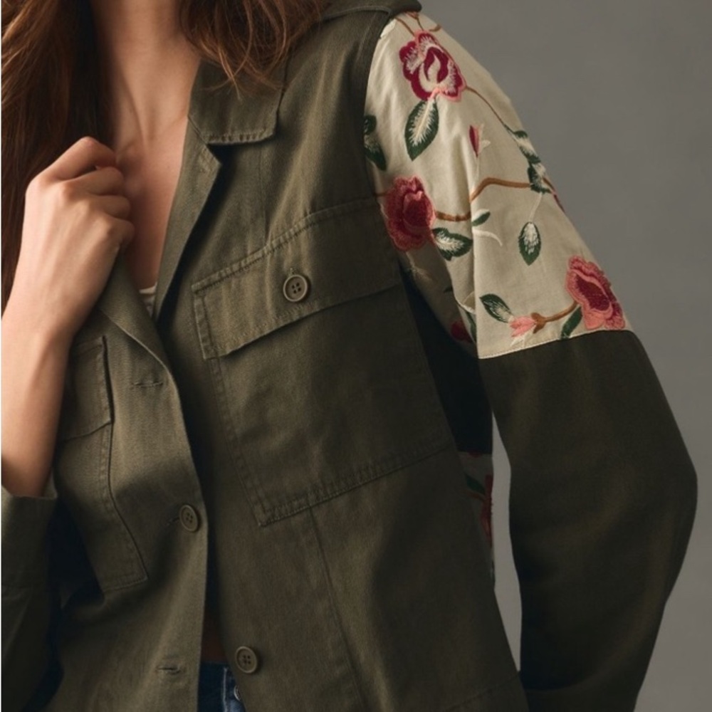 NWT Anthropologie Tiny green floral utility jacket